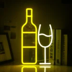 Neon Bouteille et Verre de Vin 1