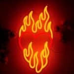 neon coeur flammes