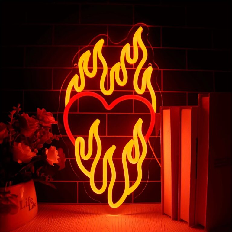 neon coeur flammes 2