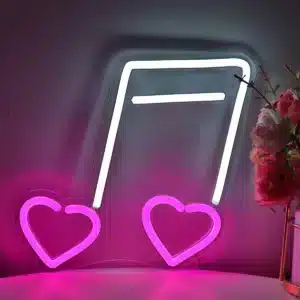 Neon Note de musique Coeurs 1