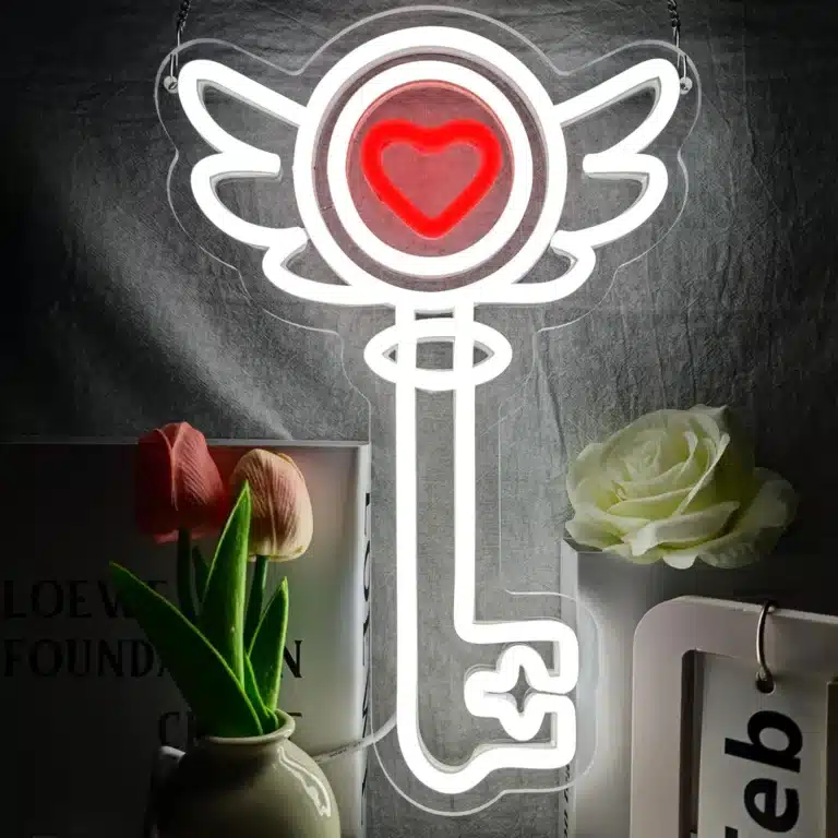 Neon Clé Coeur Ailée 1