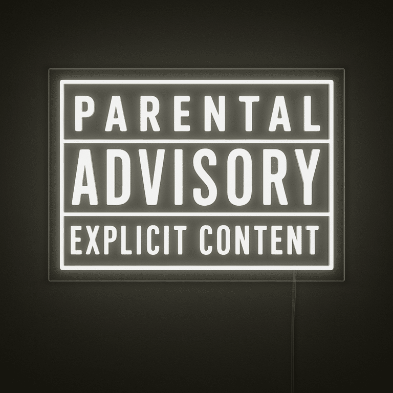 neon parental advisory explicit content