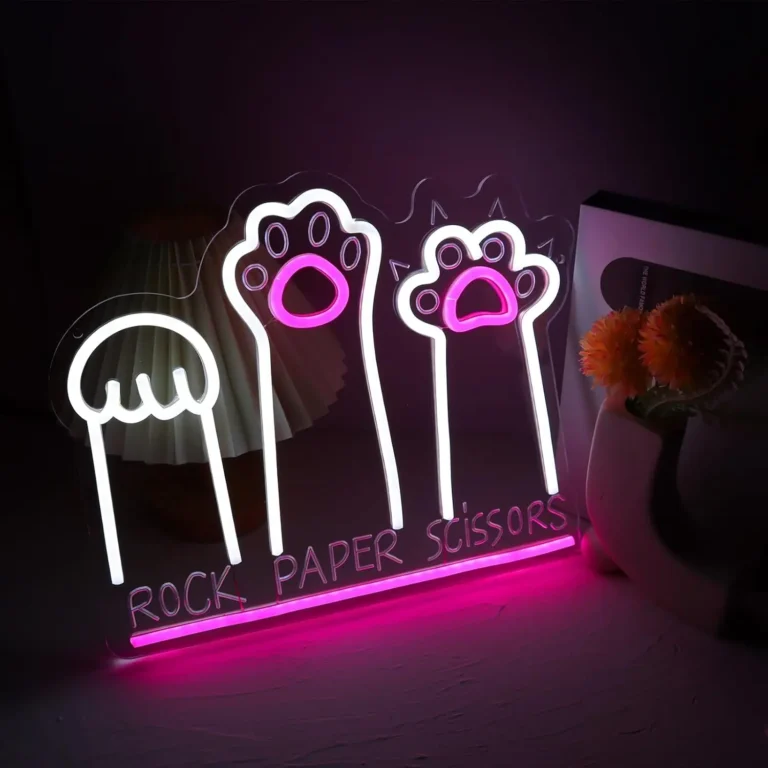 Neon Pierre Papier Ciseau Chat 1