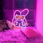 Signe de lumière LED My Melody pour décoration de chambre, enseigne au néon Sanurgente, décoration murale Anime, Art Sanurgente, My Melody Blow pray ses, lumière au néon mignonne, cadeaux 1