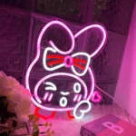 Signe de lumière LED My Melody pour décoration de chambre, enseigne au néon Sanurgente, décoration murale Anime, Art Sanurgente, My Melody Blow pray ses, lumière au néon mignonne, cadeaux 2
