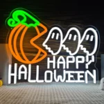 Neon Happy Halloween Pacman Citrouille 1