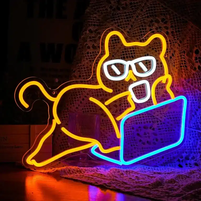 Chat paresseux néon LED à intensité variable, décoration murale pour fête, Club, Bar, hôtel, restaurant, chambre, cadeau d'anniversaire esthétique 1