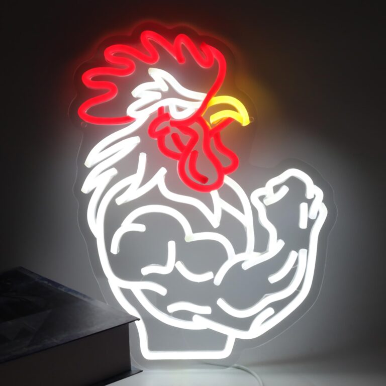 Neon coq bodybuilder