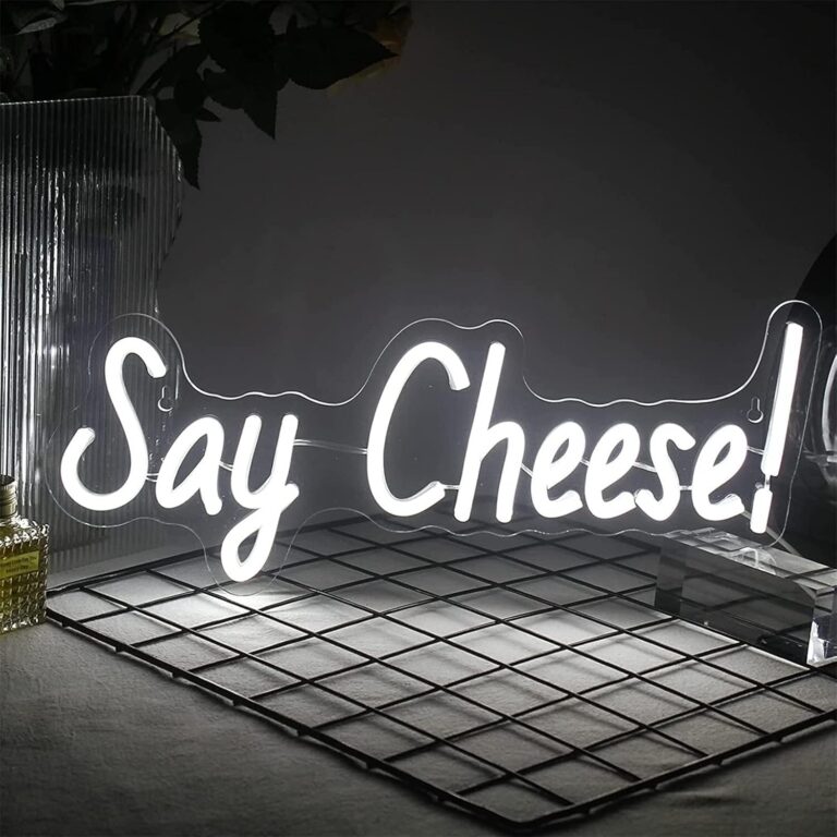 neon say cheese