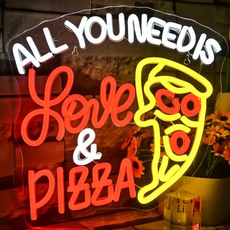 Neon All You Need Is Love And Pizza 1