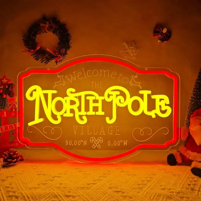 Neon Welcome To The North Pole Village 1