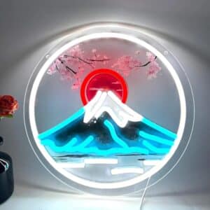 Neon Mont Fuji Soleil Levant Cerisier Japonais