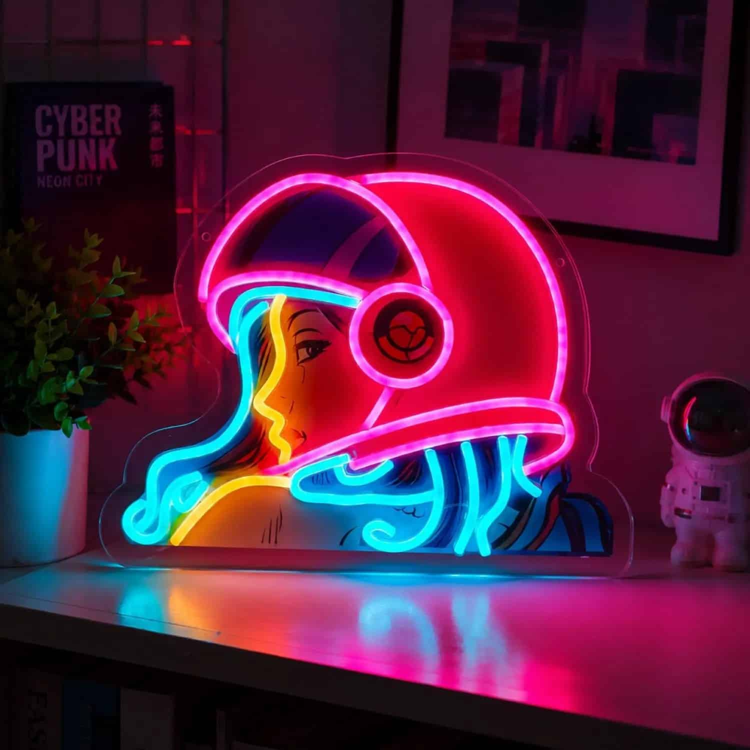 Neon LED Femme Casque Moto