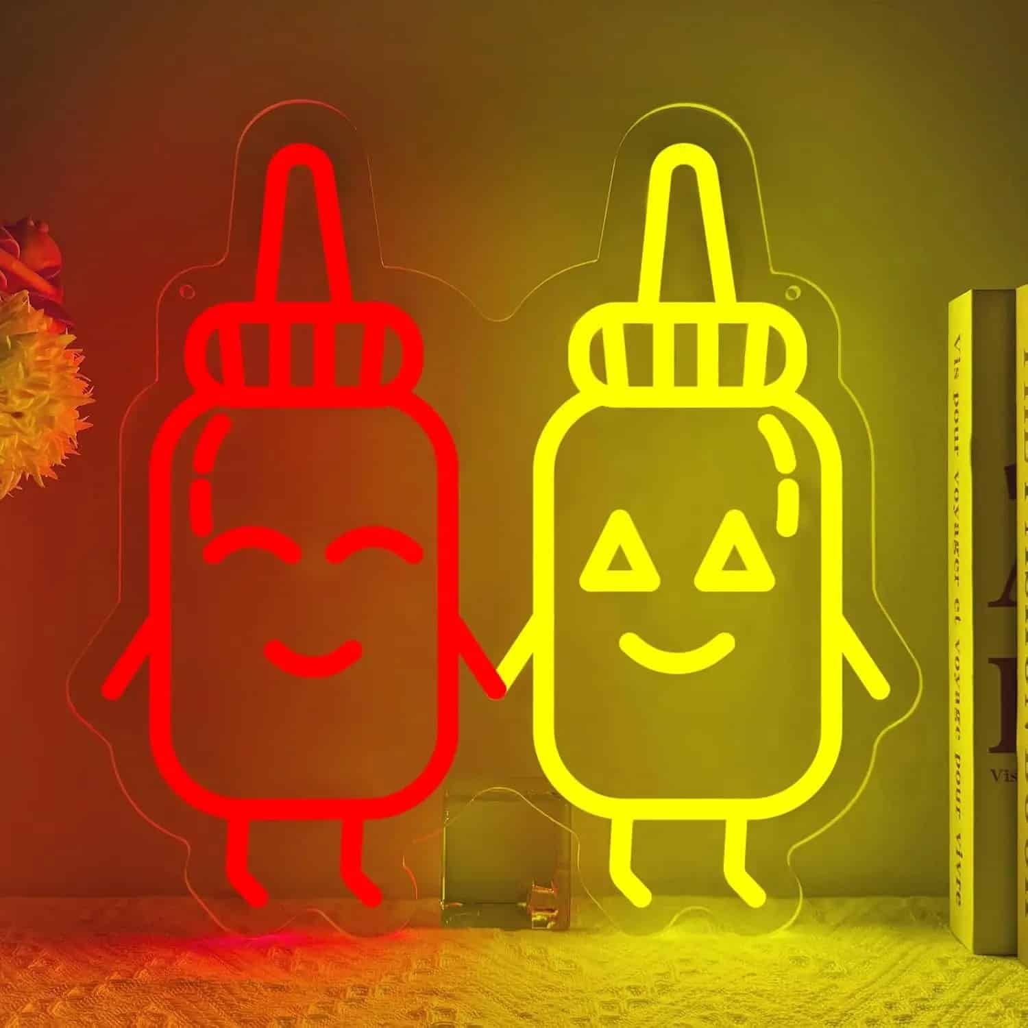 Neon LED Bouteille Ketchup et Mayonnaise