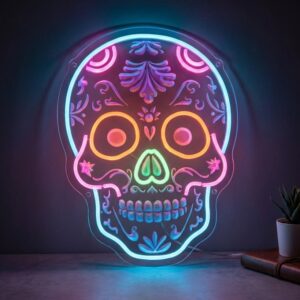 Neon LED Calavera Mexicaine